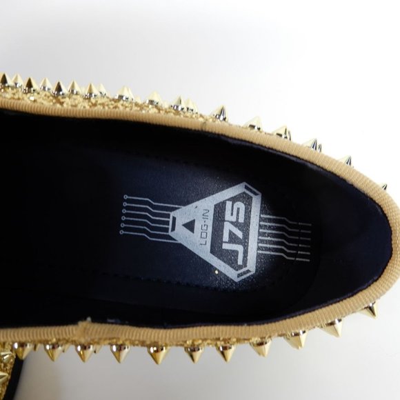 J75 BY JUMP Luxor Spike Studded Men\'s Slip-On Loafer Shoes Size 11 Gold NEW main image 7